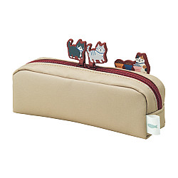 Cat's Daily Routine Box Pen Pouch - Biscuit Beige