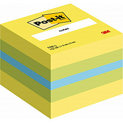 3M Post-it Mini Cubes Memoblaadjes - 51 x 51 mm - 400 vellen - Geel/Blauw