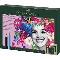 Faber-Castell Polychromos Kleurpotlood + Pitt Graphite Potlood - Set van 38 met Accessoires