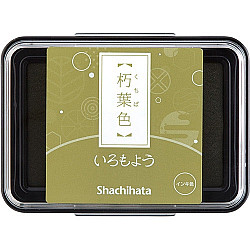 Shachihata Iromoyo Ink Pad - Oil-Based - Ochre Green (Kuchiba-Iro)