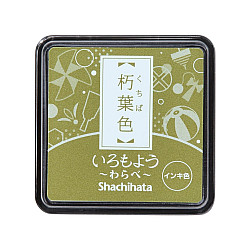 Shachihata Iromoyo Warabe Mini Stamp Pad - Oil-Based - Ochre Green