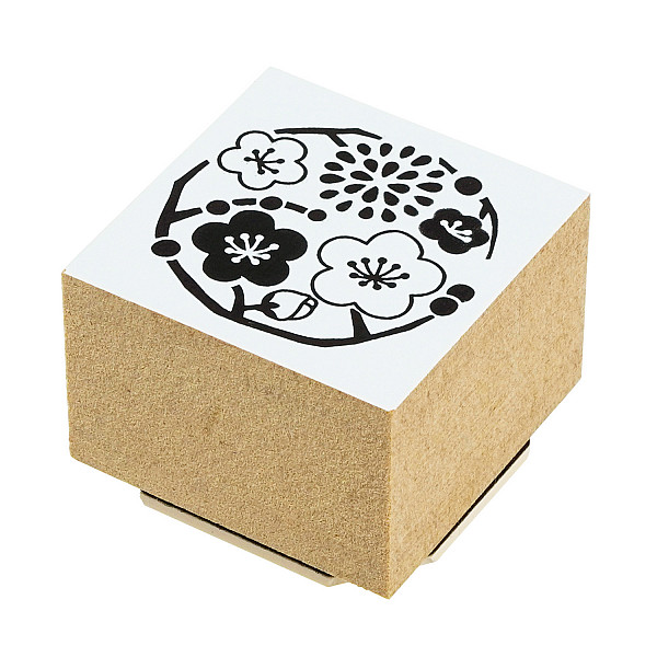 Shachihata stamp Chrysanthemum & Plum 30x30 mm large