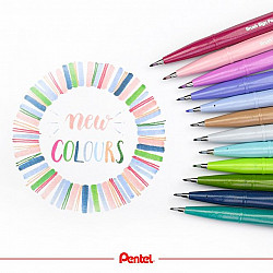 Pentel Touch Brush Sign Pen New Colours - Set of 12