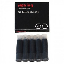 Rotring Isograph Drawing Ink Refill Cartridges - Set of  5 - Black