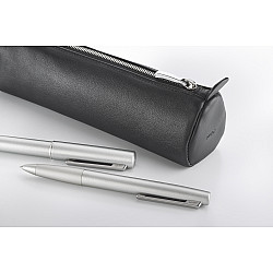 LAMY A 404 Leather Zippered Round Pencase for 15 pens - Black