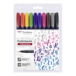 Tombow Fudenosuke Brush Pen - Hard - Set of 10