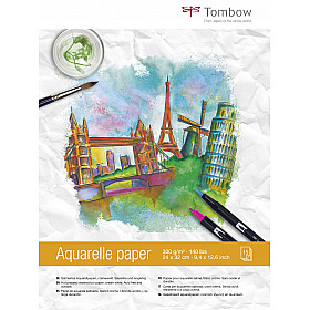 Tombow Aquarelle Watercolour Aquarelpapier Bloc - 24 x 32 cm - Creme White - 300g papier - 15 vellen
