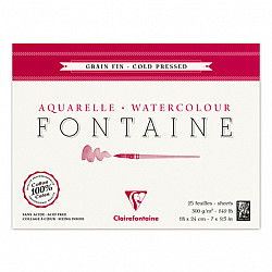 Clairefontaine Fontaine Watercolour Paper Bloc - 18 x 24 cm - 300g paper - 25 sheets