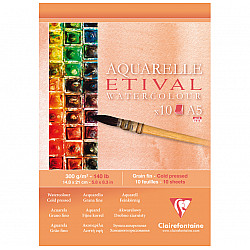 Clairefontaine Aquarelle Etival Watercolour Paper Bloc - A5 - 300g paper - 10 sheets