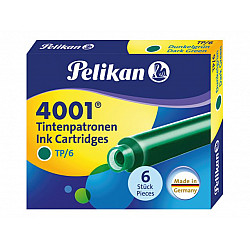 Pelikan 4001 Classic Fountain Pen Ink Cartridges - Box of 6 - Dark Green