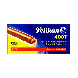 Pelikan 4001 GTP/5 Large Fountain Pen Ink Cartridges - Box of 5 - Brilliant Red
