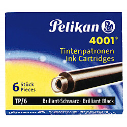 Pelikan 4001 Classic Fountain Pen Ink Cartridges - Box of 6 - Brilliant Black