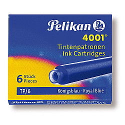 Pelikan 4001 Standaard DIN Formaat  Vulpen Vullingen - Set van 6 - Koningsblauw