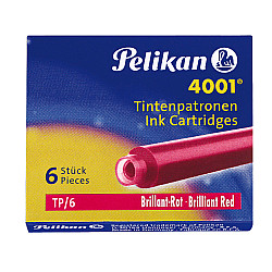 Pelikan 4001 Classic Fountain Pen Ink Cartridges - Box of 6 - Brilliant Red