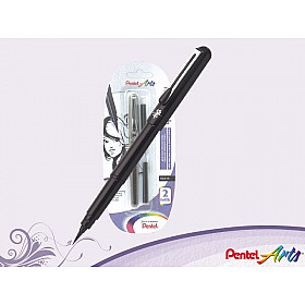 Pentel Pocket Brush Pen - Set met 2 vullingen - Zwart
