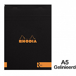 Rhodia 'le R' Notepad - A5 - Gelinieerd - 70 pagina's - Zwart