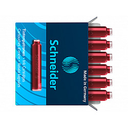Schneider DIN size Fountain Pen Ink Cartridges - Set of 6 - Red