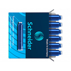 Schneider DIN size Fountain Pen Ink Cartridges - Set of 6 - Blue
