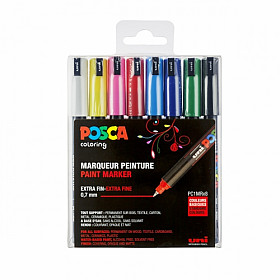 Uni Posca PC-1MR Paint Marker - Ultra Fijn - Standaard Kleuren - Set van 8