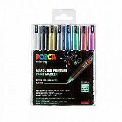 Uni Posca PC-1MR Paint Marker - Ultra Fijn - Metallic Kleuren - Set van 8
