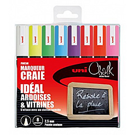 Uni PWE-5M Chalk Marker Krijtstift - Medium - Set van 8